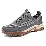 JiuQing Zapatos De Senderismo para Hombre Ligeros De Malla De Tiro Bajo para Trail Running Y Acampada Al Aire Libre,Gris,42 EU