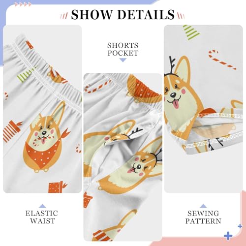 Boys' Pants Christmas Xmas Corgi Dogs Long Bottoms Jogger Pants Elastic Waist Trousers with Pockets S-XL4