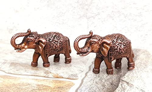 Image of Paired Elephant Murti Copper Idol - 1.3 in - Pack of 2