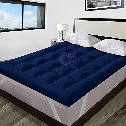 Dori Style 600 GSM Ultra - Soft Light Weight Hypoallergenic Cotton Microfibre Mattress Padding/Topper for Comfortable Sleep - Royal Blue Colour of Single Size 48x72 Inch-image-20