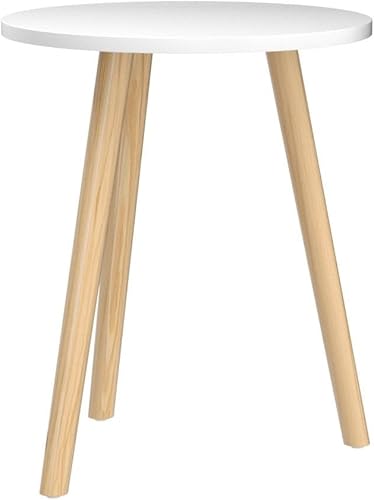 HLR Juego de 2 mesas auxiliares redondas, mesa auxiliar pequeña de madera para sala de estar, dormitorio y espacios pequeños, mesita de noche