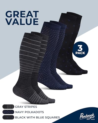 Image of Pembrook Cotton Light Compression Socks for Women & Men - 3 Pairs | 8-15 mmHg Comfort Compression Socks for Men & Women