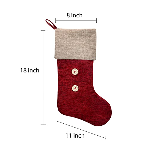 Elegantpark Christmas Stockings 6 Pack Burlap Christmas Stockings For Family Kids Large Xmas Rustic Red Stockings Christmas Decoration For Holiday Party Fireplace Home, 18" Christmas Stocking #TOP5