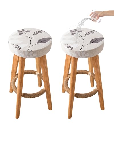 Image of CRFATOP 2 Pack Waterproof Bar Stool Covers Round Seat Slipcover,M,01