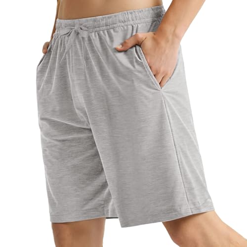 Image of Mens Pajama Shorts, Mens Sleep Shorts Lounge Soft Comfy Pj Bottom Sleeping Pants Breathable Summer Modal Sleepwear(2 Packs)