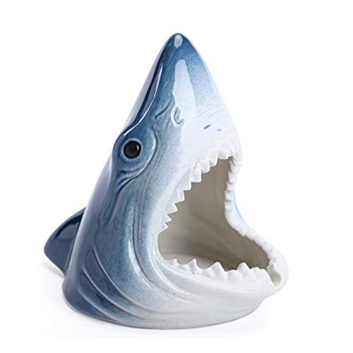 KANGLE-DERI Cendriers pour Cigarettes, Requin en céramique Fantaisie Coupe-Vent Grand cendrier décoratif, cendrier intérieur/extérieur pour la décoration de Bureau à Domicile,A