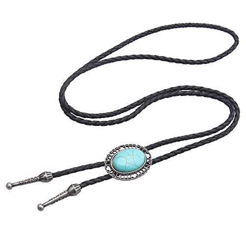 Image of GelConnie Native American Bolo Tie Rodeo Cowboy Leather Necktie Western Necklace Costume Accessories for Men,Women