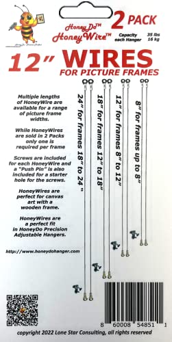 Image of HoneyWire 12 inch Precision Picture Frame Hanging Wire 2-Pack