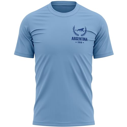 Argentina 1910 Mens T Shirt Retro Argentinian Rugby Supporters Tee Top, L, Sky Blue