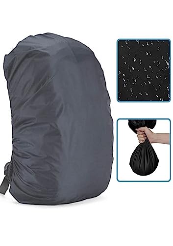 Image of Waterproof Nylon Backpack Rain & Dust Cover for 35L-50L Bags | Travel, Trekking, Hiking Bag Cover with Carry Pouch | Adjustable School & Luggage Cover - Grey (1 Pc)