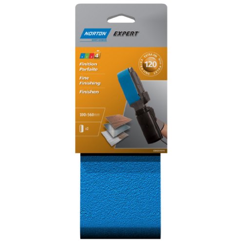 Norton Expert Sanding Belts 100 x 560 mm Grit 120 Set of 2, Red