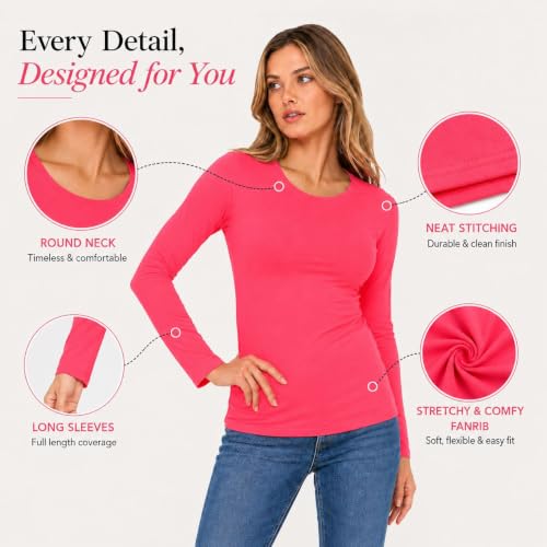 T-shirt col rond extensible pour femmes qui recherchent un haut basique confortable et galbant
