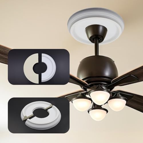 Image of Semetall 2Pcs Lighting PU Ceiling Medallion White 10 inches
