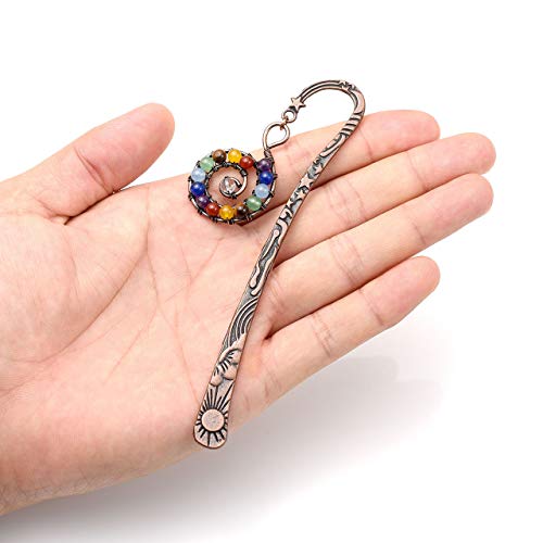 Jovivi 5Pcs Antique Copper Metal Bookmark Beading Bookmarks With Handmade 7 Chakra Healing Crystals Tree Of Life Tumbled Gemstones Assorted Beads #TOP1