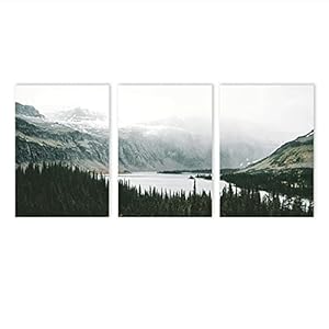 LJCSGDMCanvasdruk 40 x 60 cm x 3 stuks geen lijst bos landschap muurkunst poster zee sneeuw berg canvas schilderij…