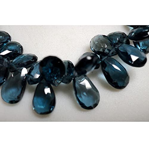 Perles briolettes az poire facettées en London Blue naturelle pour créer vos bijoux d'été
