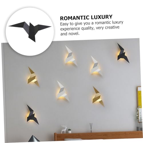 Lámpara de pared de pájaro en hierro negro y PC con iluminación LED de alta gama 4