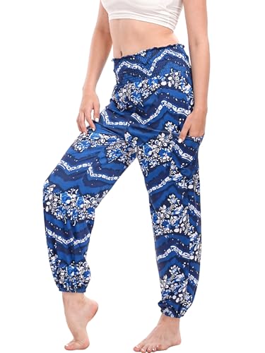 AINIKO Calça feminina boho, cintura alta, harém, calças de ioga, ...