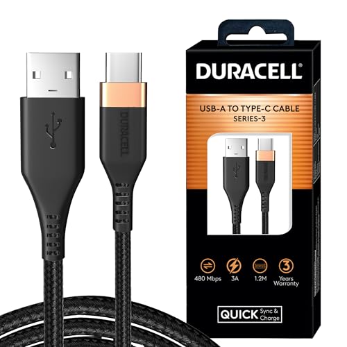 Duracell USB-A To Type C, 65W Braided Sync & Fast Charging Cable,...