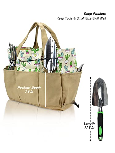 Garden Tool Tote Bag for Women -Garden Bags for Tools Garden Caddy Canvas Gardening Tool Organizer with Deep Pockets for Gardener Tools Storage, Heavy Duty Cloth, Excellent Gift for Family Friends - Thumbnail 4