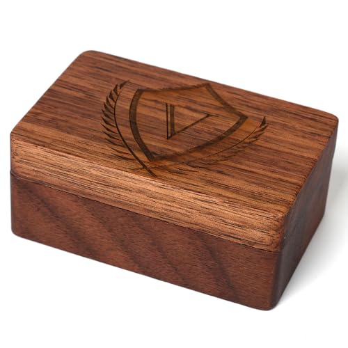 Image of Mens Initial Cufflinks and Tie Clip A-Z Alphabet Letter Black Stainless Cuff Links Tie Bar with Engraved Walnut Wood Box Groom Groomsman Wedding Set