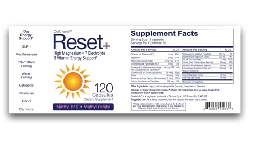 Image of Reset+, 7 Energy Electrolytes, High Methyl B12, Methyl Folate, Pink Salt, High Magnesium, Super B Complex, Green Tea & Green Coffee Extracts, Biotin, Zinc, 72 Trace Minerals