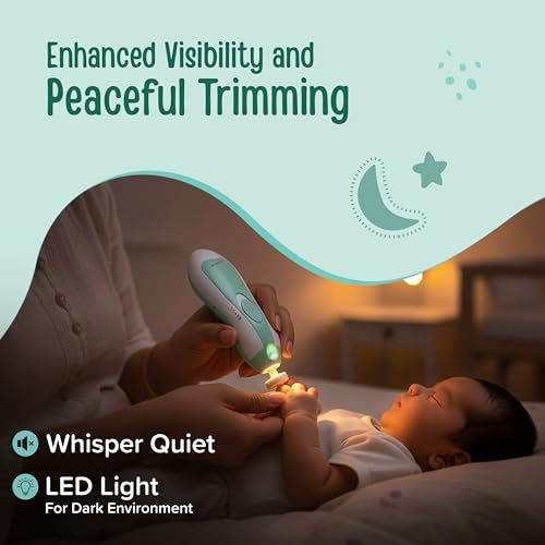 Image of LuvLap Electric Nail Trimmer for Baby & Mother with Light, Electric Baby Nail Cutter with Multiple Filer Heads Adjustment, Safe Grooming Kit with 6 Filer Heads with Speed Control, Nail Trimmer for New Born