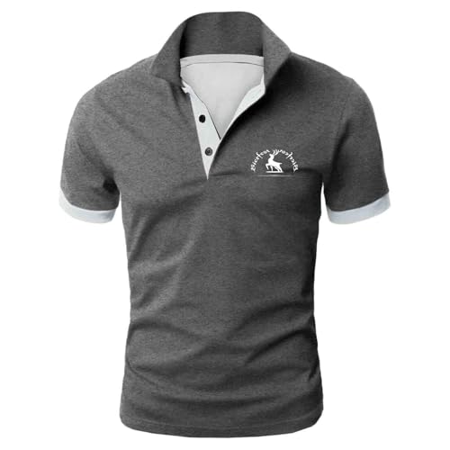 Rrongwn Polos pour hommes T-shirt décontracté en coton à séchage rapide T-shirt de golf Maillot de basket-ball Maillot de gym Haut de gym Respirant T-shirt de sport, gris, L