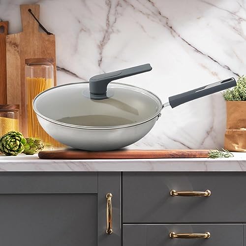 Wok moderno antiadherente con base plana y mango aislante miniatura 2