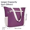 WANDF Floral Beach Tote Water-resistant Beach Bag Large Shoulder Bag for Yoga Travel with Multi Pockets (Purple) #5