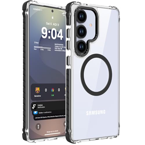 DEERLAMN Strong Magnetic Case for Samsung Galaxy S25 6.2-Inch, Clear+Black - image 1