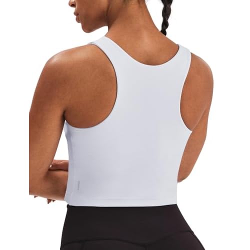 K-Swiss Longline Sports Bras for Women - Racerback Crop Tank Top Padded Scoop Neck Slim Fit Yoga Gym Workout Tops