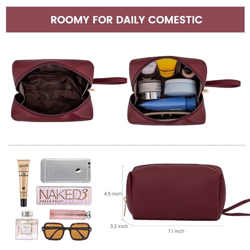 LOVEVOOK Laptop Tote for Women - 15.6 inch Lightweight PU Laptop Bag, Large Capacity Computer Bag with Clutch Purse for Business, Work, Office, Travel, Claret