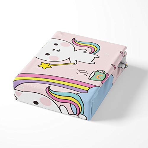 Feelyou Kids Unicorn Cat Bedding Set Twin, Cute Unicorn Comforter Cover For Girls Teens, Cartoon Magical Animal Decor Duvet Cover, Gift For Nursery Sweet Icecream Rainbow Print Bedspread Colorful #TOP5