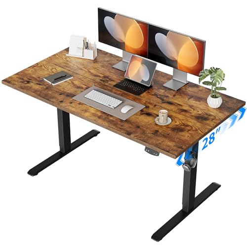 Image of Agilestic Electric Standing Desk, 48 x 28 Inches Height Adjustable Desk, Sit Stand up for Work Office Home, Ergonomic Rising Computer Table with Memory Preset, Rustic Brown