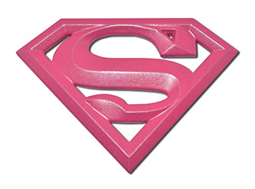 Image of Elektroplate Officially Licensed DC Comics Supergirl Hot Pink All Metal Emblem for Cars, Trucks, and All Auto | Universal Fit at 4.2 inch x 3.0 inch | Weatherproof
