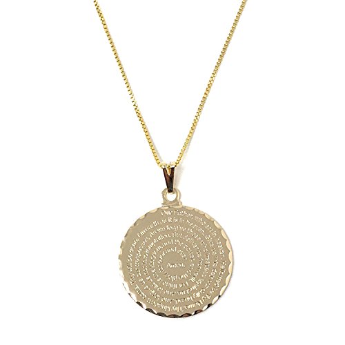 Our Father Prayer Necklace Gold Plated Sterling Silver Padre Nuestro Pendant Necklace