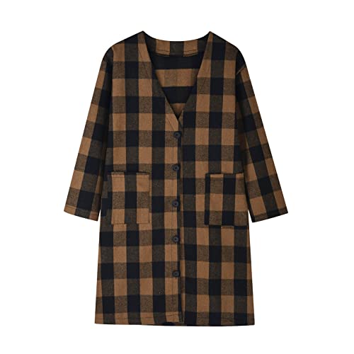 Amikadom Jaqueta feminina hippie medieval xadrez Shacket Shacket roupa para mulheres forrada de lã s