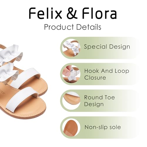 Image of Felix & Flora Toddler Girl Sandals - Little Girl Easter Dress Shoes Lightweight Open Toe Beach Holiday Flats