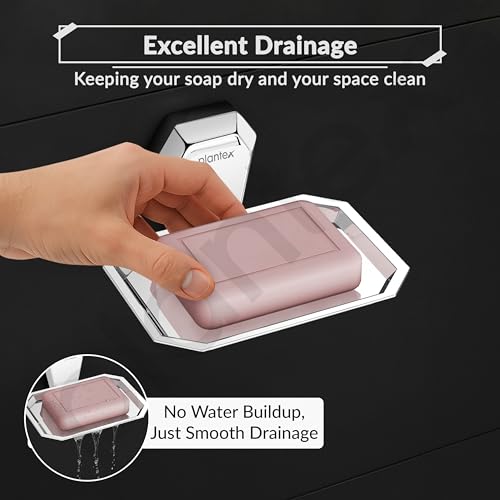 Image of Plantex Soap Holder for Bathroom /304 Grade Stainless Steel Soap Case /Single Soap Dish /Soap Stand /Bathroom Accessories - Pack of 1 (PM-2403, Chrome)