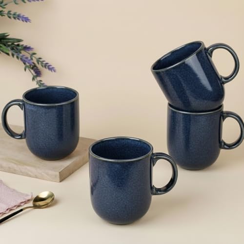 Image of The Earth Store Galaxy Blue Cylus Coffee Mug - 320ML Ceramic Coffee Mugs Set of 4 | Microwave & Dishwasher Safe Mugs for Gift | Home | Office | Restaurant | Daily Use Tea Mug