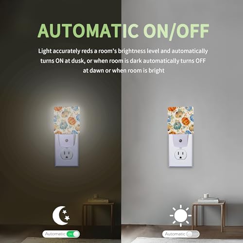 Image of Thanksgiving Pumpkin Night Light, Thanksgiving Fall Night Light Plug into Wall with Dusk to Dawn Sensor, LED Lamp Energy Saving Lights for Men Women Boys Girls,Lamp for Bedroom Bathroom Hallway