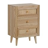 rejilla para gas natural Sus medidas son: 40x30x60 cm. Mesita de Noche con Rejilla de rattán y Madera Natural de 40x30x60 cm - LOLAhome
