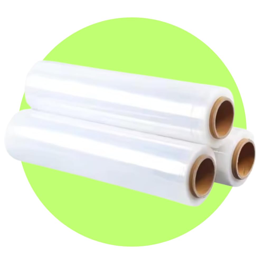 Transparent Heavy-Duty Stretch Film Rolls (Pack of 3) | Pallet Wrap for Packing, Moving & Parcel Packaging | Industrial Plastic Wrap | Water-Resistant