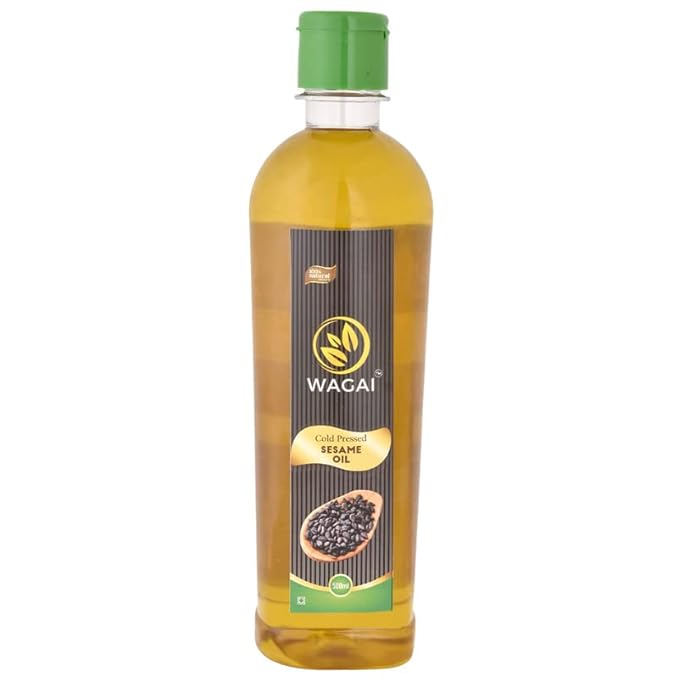 Wagai 1/2 L Cold Pressed Sesame Oil (Virgin, Chekku / Ghani) - Total Half Litre | Gingelly Oil | Natural | Chemical-Free | Cold Pressed Sesame Oil for Cooking