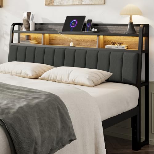 Lefurture King Headboard Only with Storage, Upholstered...