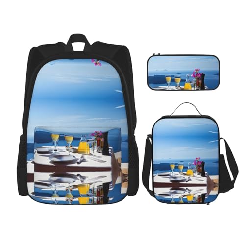 Sac à dos école ergonomique noir avec kit repas isotherme pour soulager le dos