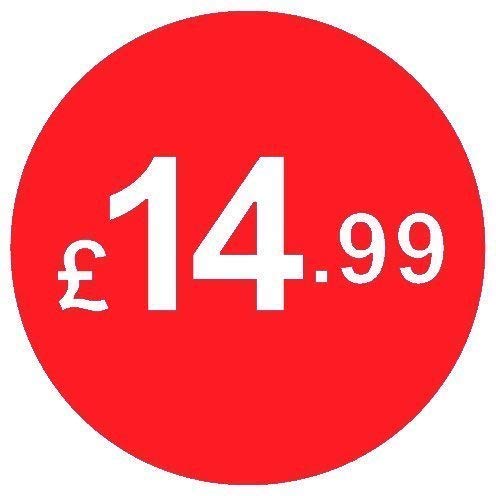 Pack of 500-20mm Price Stickers - Choose from 10p to £95 - Bright Red - Many Prices to Choose from (£14.99 - Red) — image 1