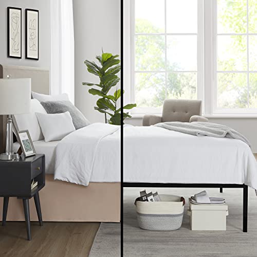 Image of Nestl Taupe Full XL Bed Skirt - Full XL Size Bed Skirt 14 Inch Drop - Brushed Microfiber Bed Skirts - Hotel Quality Pleated Bed Skirt - Shrinkage & Fade Resistant