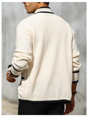 Floerns Men's Long Sleeve Cardigan Sweaters Vintage Open Front Knitted Sweaters2